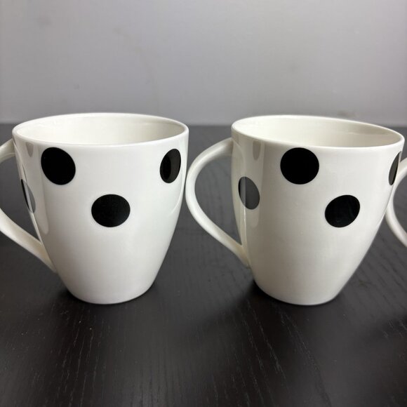 MIKASA Ultima + Plus Hot Spots Ebony White/Black Polka-Dot Coffee Mugs, Set of 4 - Picture 3 of 9